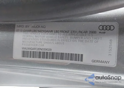 2014 Audi A7 3.0T Premium Plus from USA, damaged, VIN WAUWGAFC2EN039029